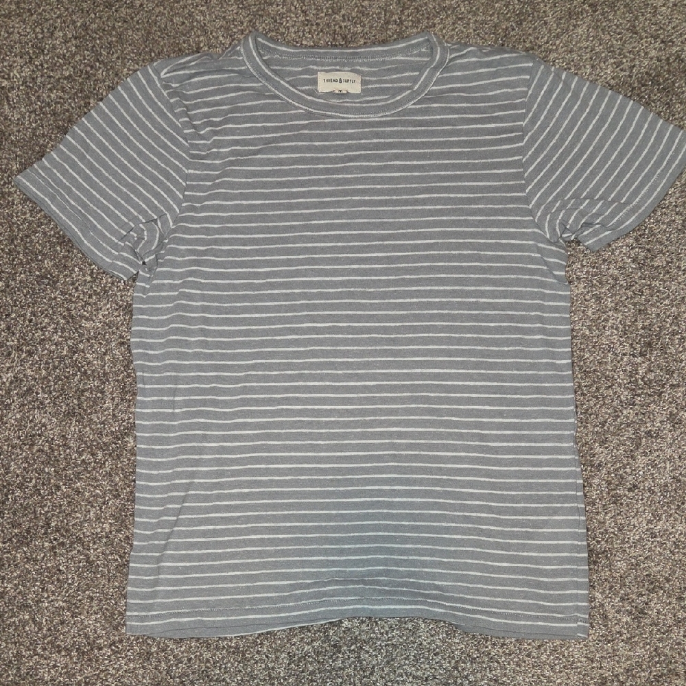 Thread & Supply Blue Striped Short Sleeve Tee